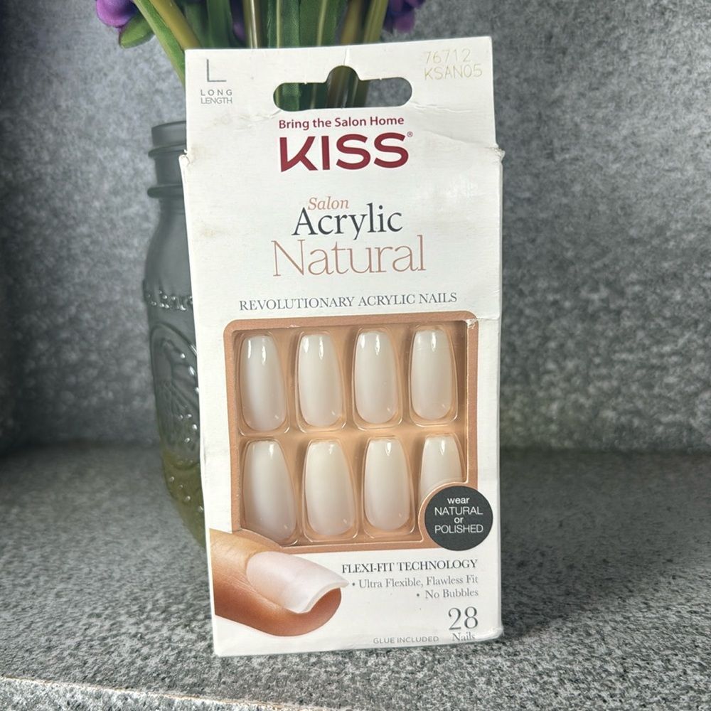 Kiss SALON ACRYLIC NATURAL Euphoria Press On Nails Manicure, Long